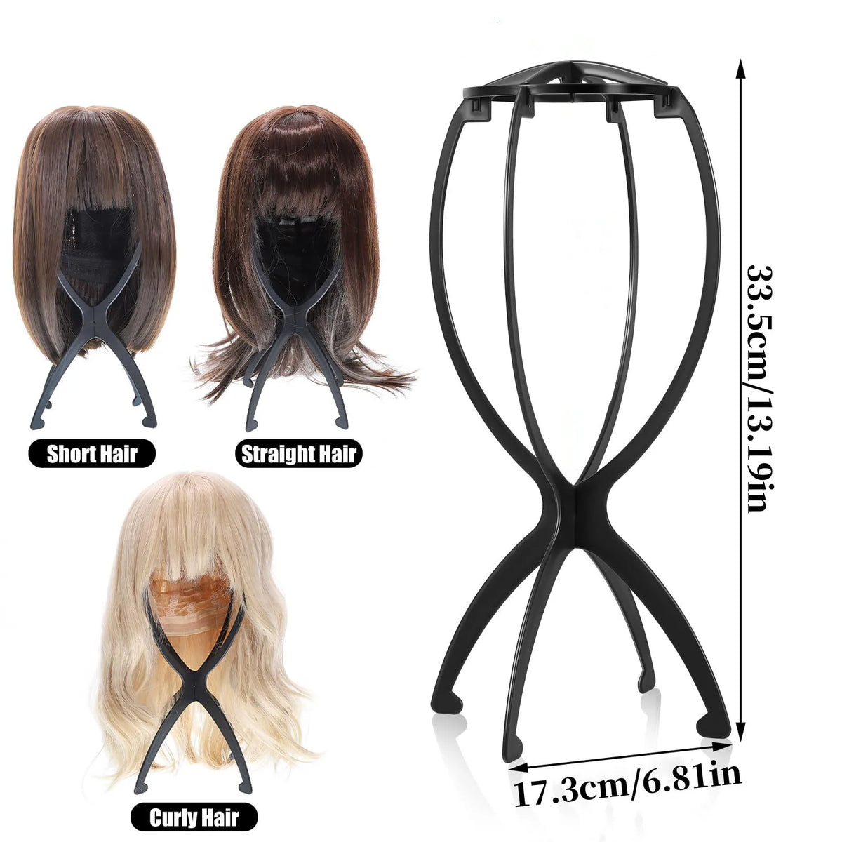 Portable Adjustable Folding Wig Stand for Styling and Display