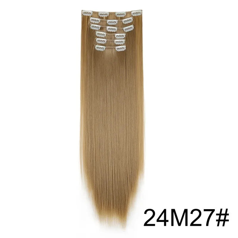 24 Inch Long Straight Synthetic Clip-In Hair Extensions - 7