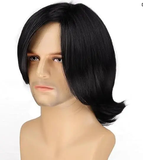 Short Straight Layered Men's Wig for Daily Use