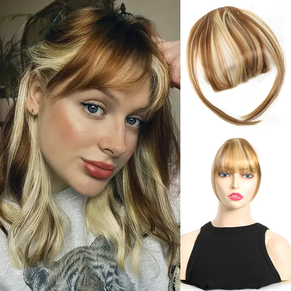 Clip-In Synthetic Hair Bangs Fringe Extension for Instant Volume and Style - 11