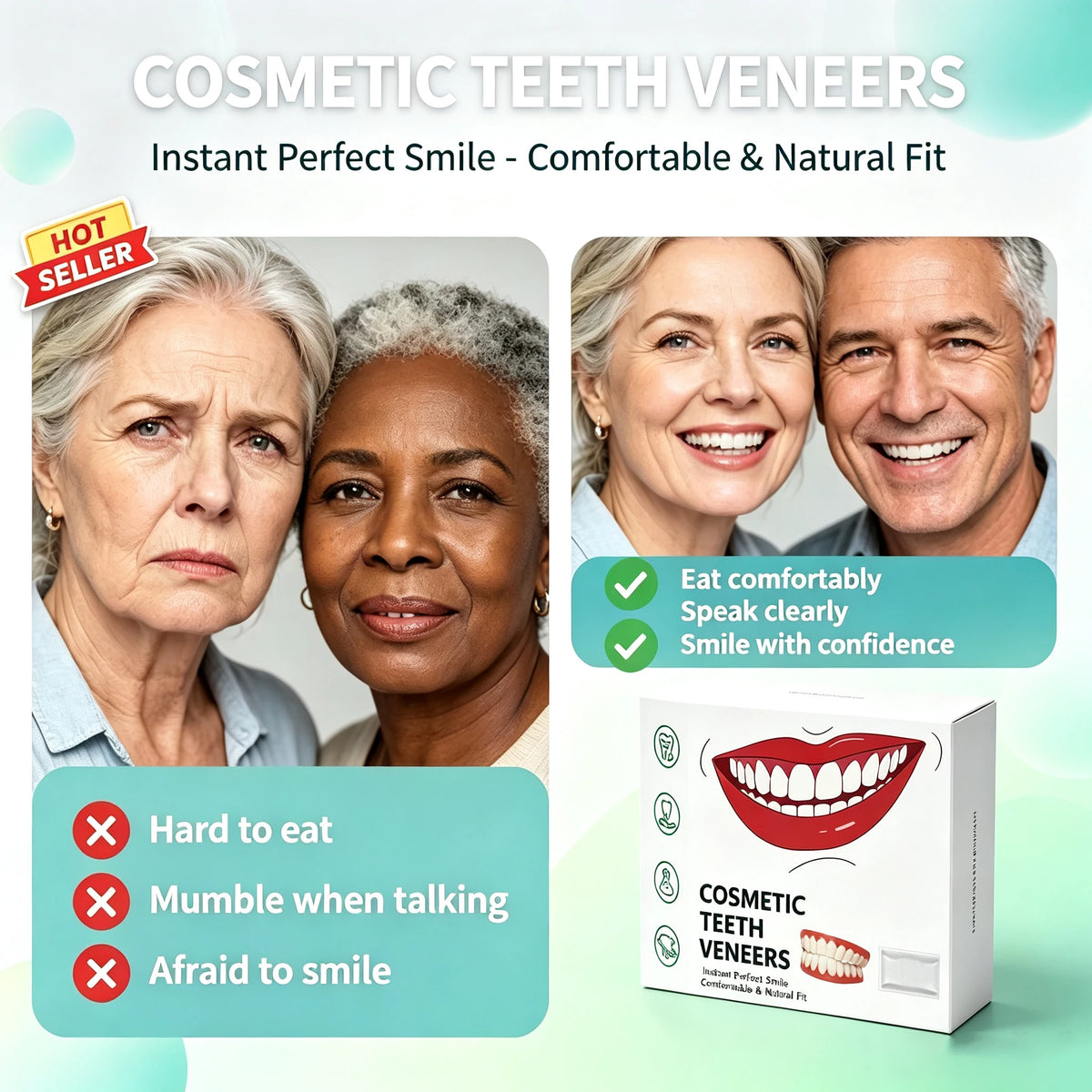 Comfortable Silicone Denture Set for Daily Oral Care and Confidence