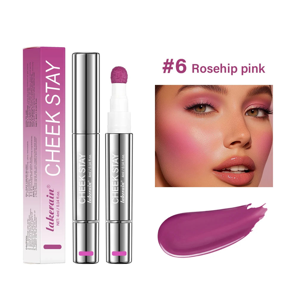 Liquid Blush Stick with Sponge Tip for Natural Matte Cheek Makeup - 24