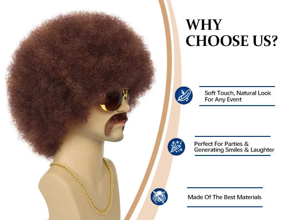 Short Curly Afro Disco Costume Wig for Men Party and Halloween Fun - 10