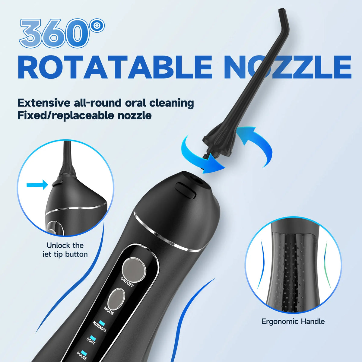 Cordless Water Flosser for Teeth with 4 Pressure Settings and 4 Jet Tips