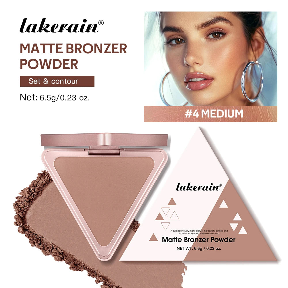 Long-Lasting Matte Bronzer Powder for Face Contouring and Shading