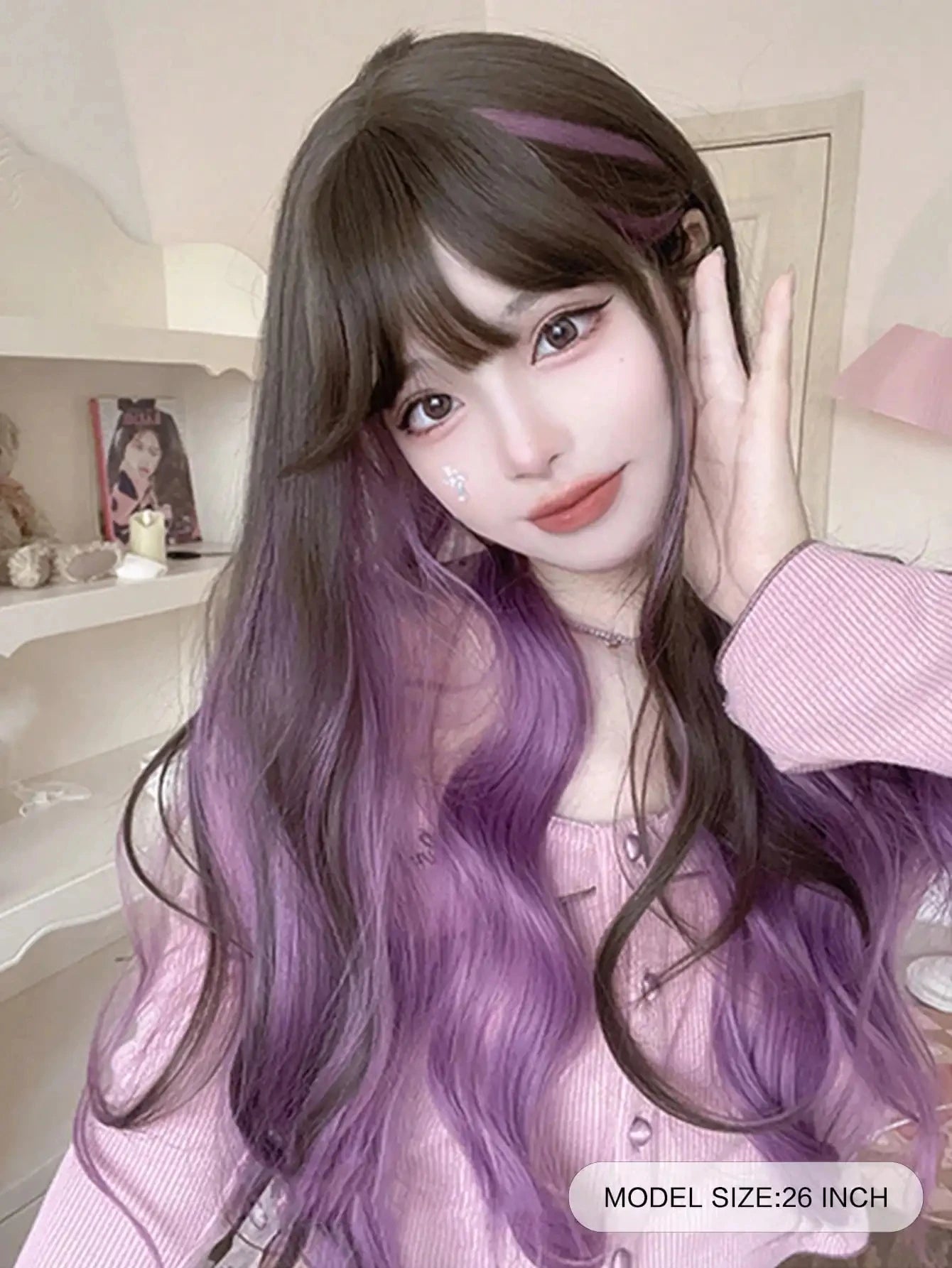 Long Deep Wave Lolita Wig with Bangs - 8