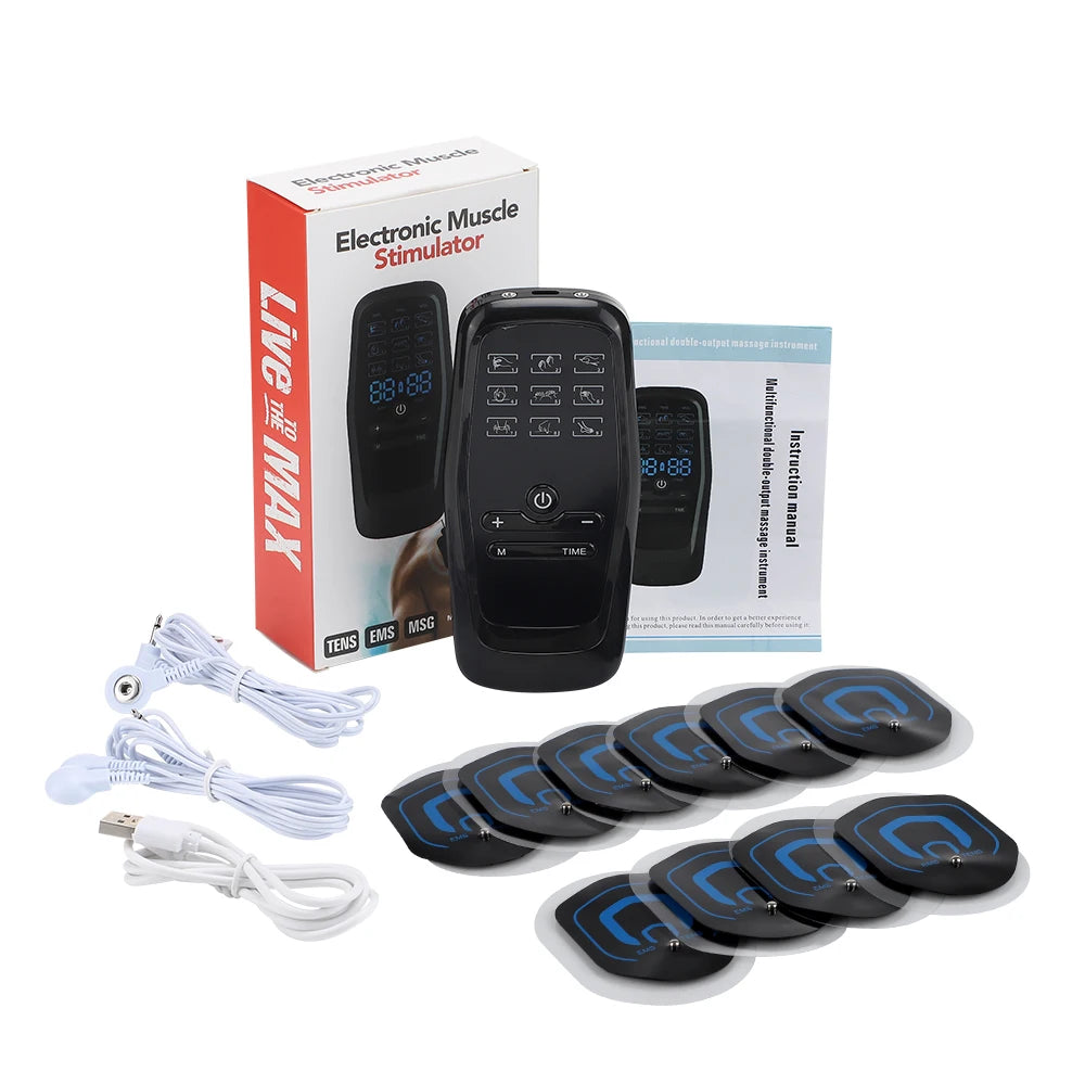 Portable Electric Dual-Channel TENS Body and Neck Massage Therapy Device - 14