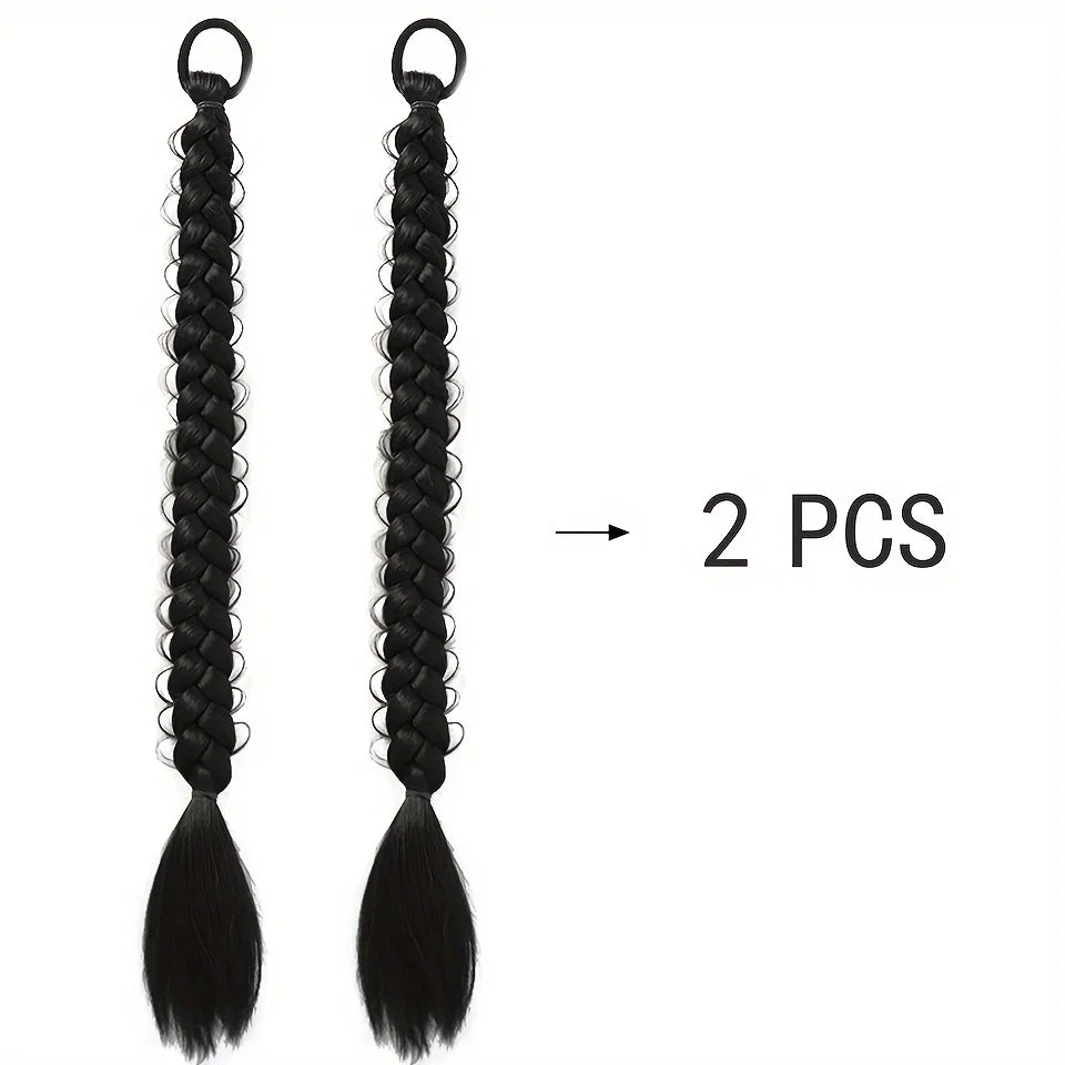 2-Piece Long Braided Ponytail Extensions for Daily Hair Styling