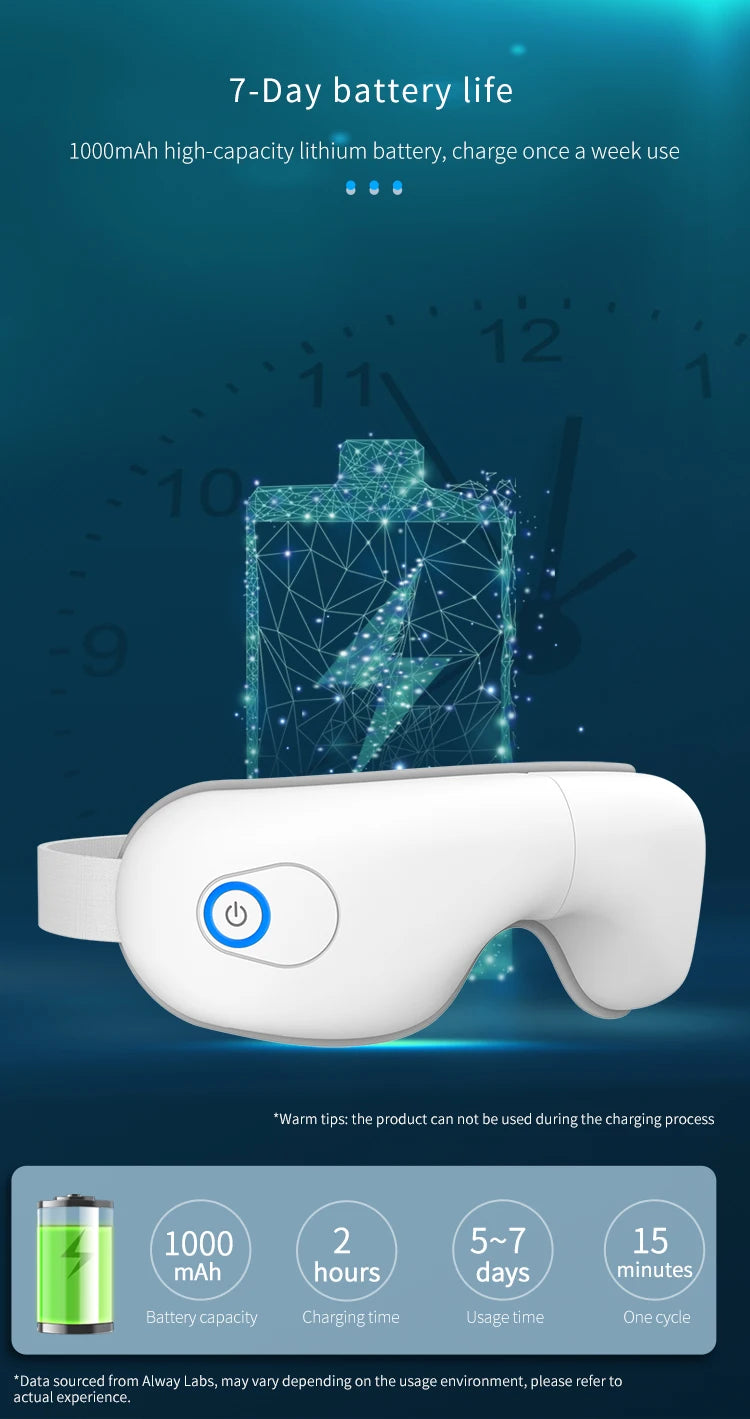 Rechargeable Eye Massager with Heat and Air Compression for Relaxation - 16
