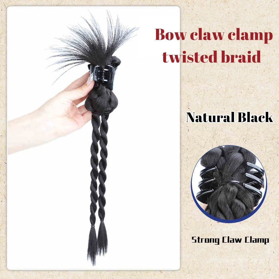 Long Claw Clip-On Braid Ponytail Hair Extension for Daily Styling - 35