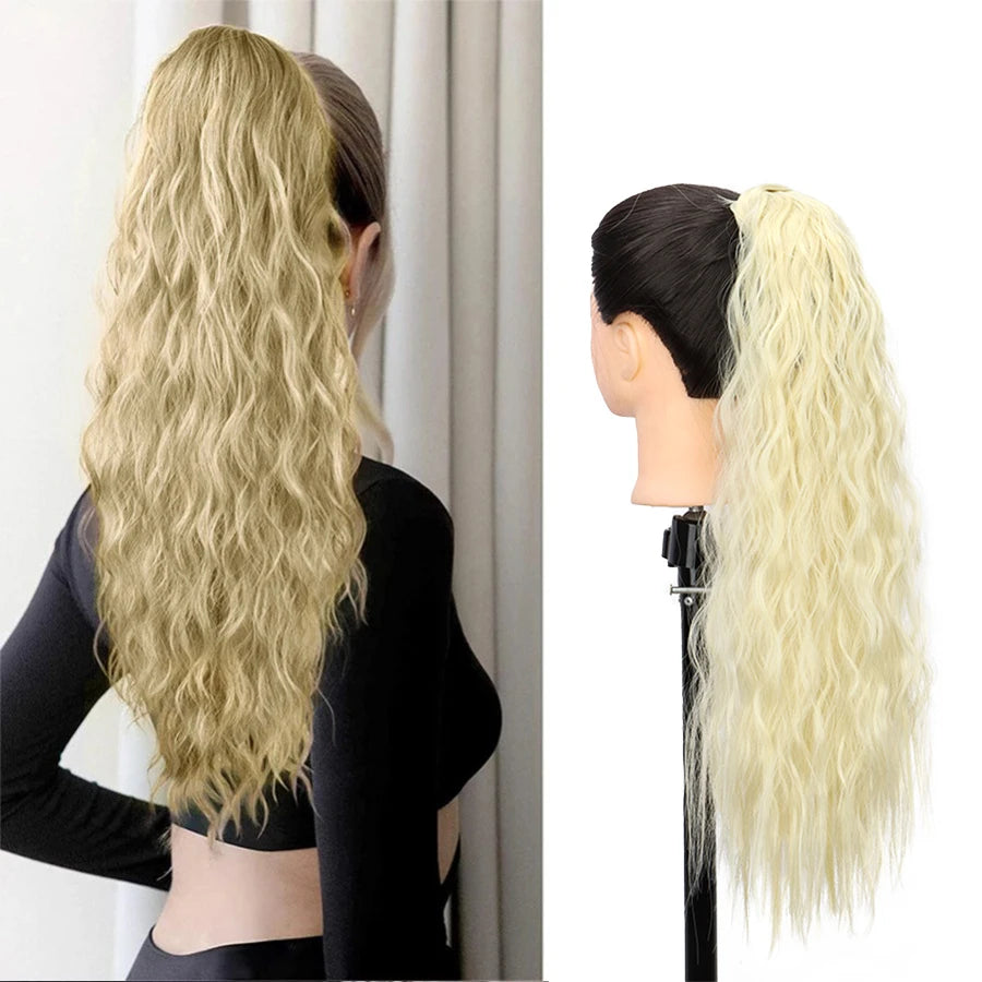 22-Inch Kinky Curly Drawstring Ponytail Extension - 15