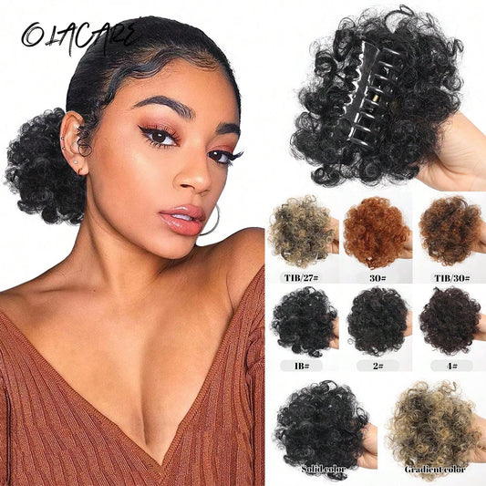 Curly Afro Puff Hair Bun Updo Extension