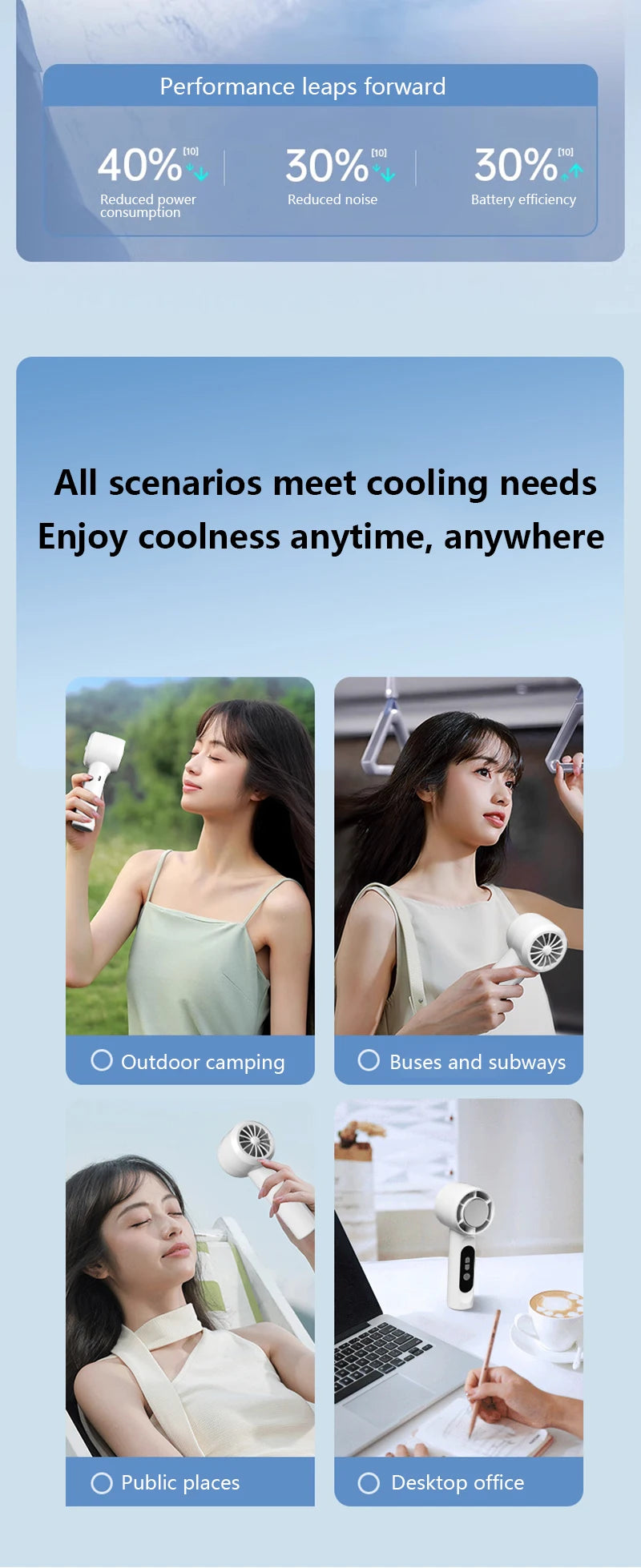 Portable Handheld Turbo Fan with Instant Ice Cooling and LED Display - 15
