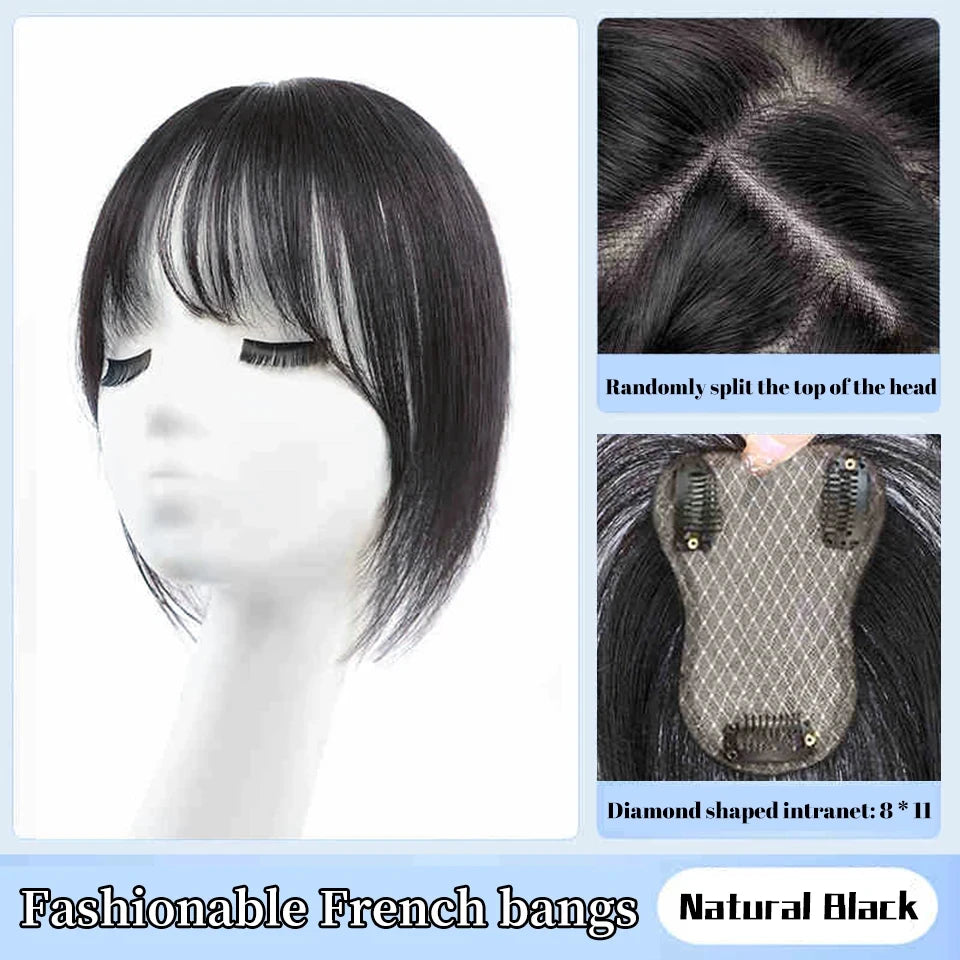 Clip-In Hair Topper Bangs Extension for Natural Volume and Style