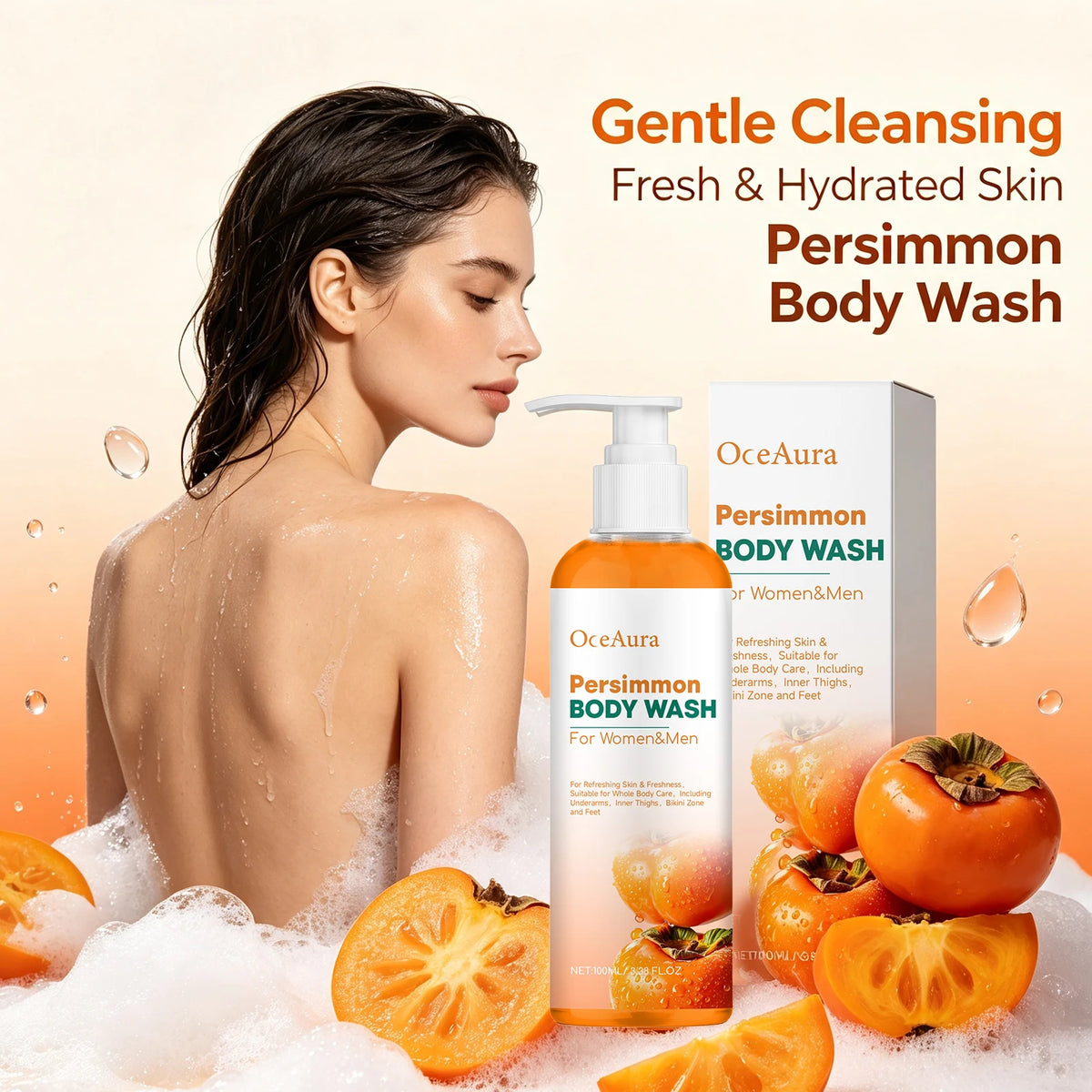Persimmon Body Wash for Natural Odor Elimination and Skin Refreshment