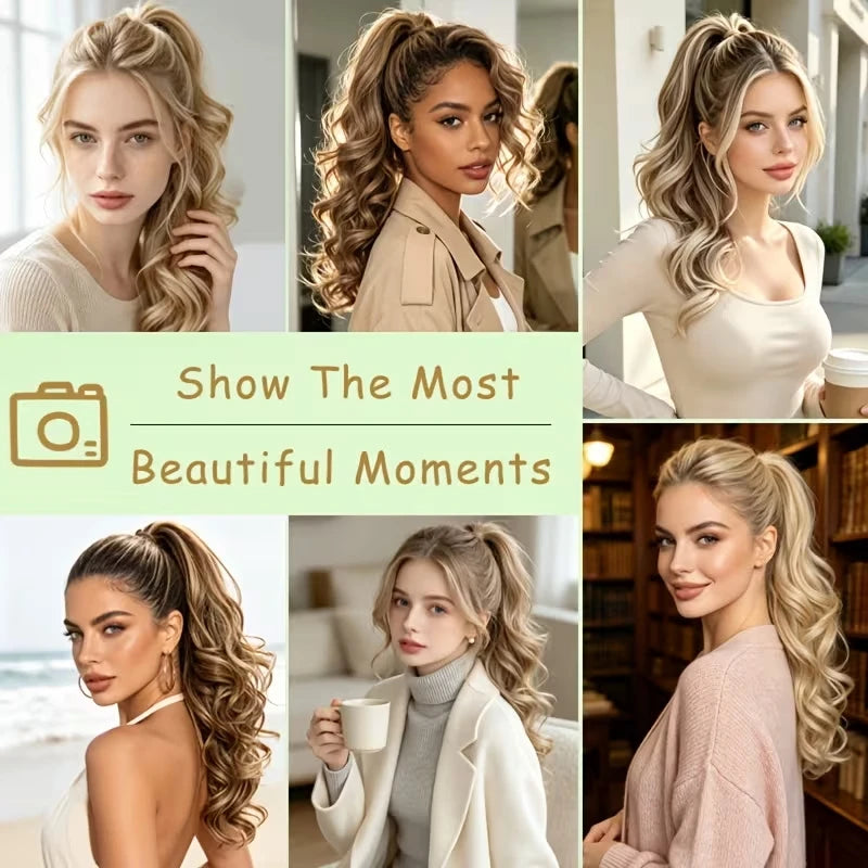 16-Inch Wavy Curly Claw Ponytail Extension for Instant Volume