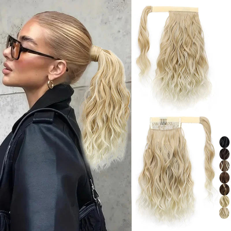 14-Inch Wavy Wrap-Around Clip-In Ponytail Hair Extension - 1