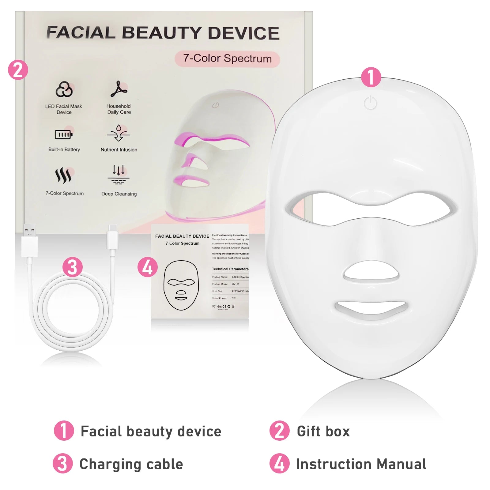 7-Color LED Photon Facial Mask for Skin Rejuvenation and Anti-Aging - 16