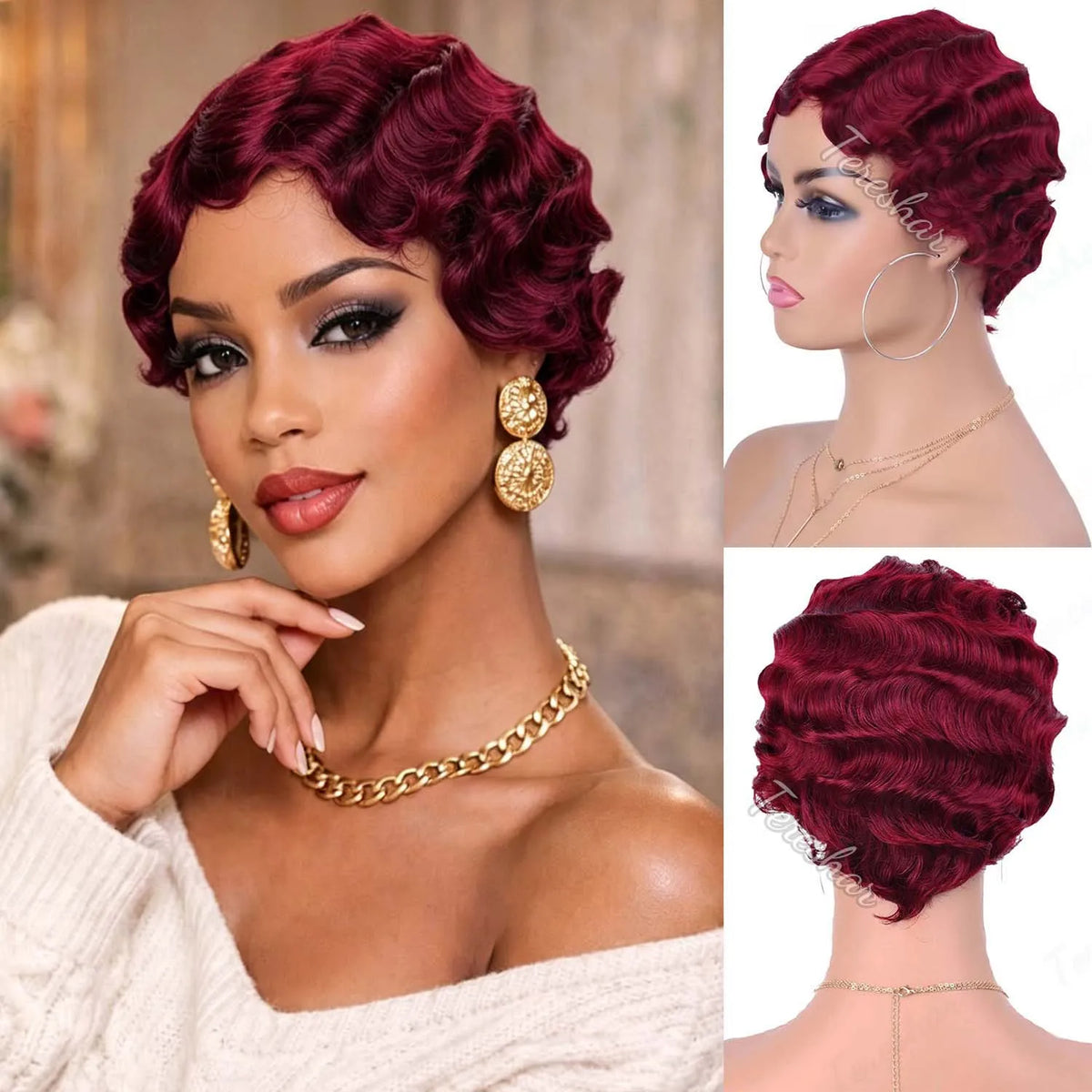 Short Finger Wave Pixie Cut Wig for Women Stylish Daily Cosplay Hair