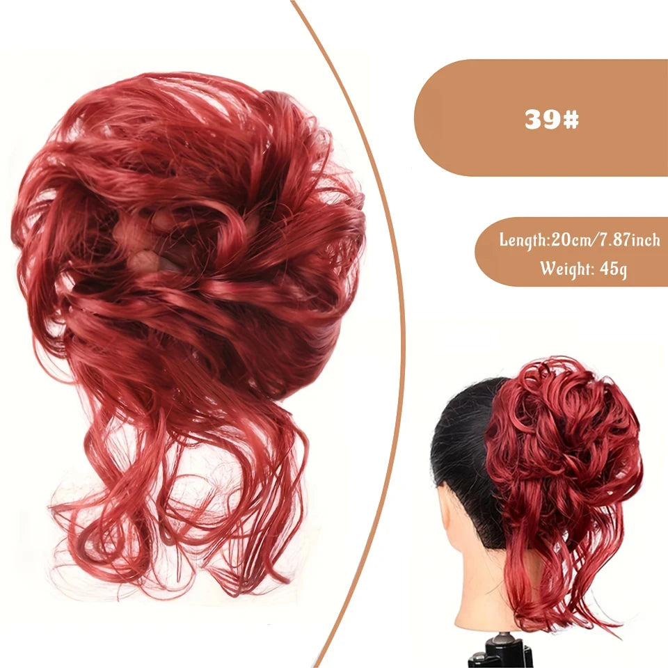 Messy Curly Hair Bun Scrunchie for Easy Updos - 56