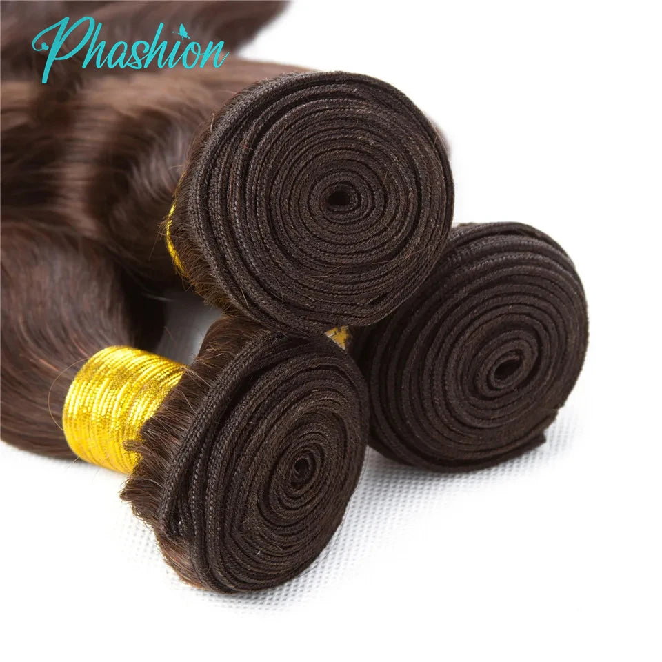 Chocolate Brown Body Wave Human Hair Bundles - 2