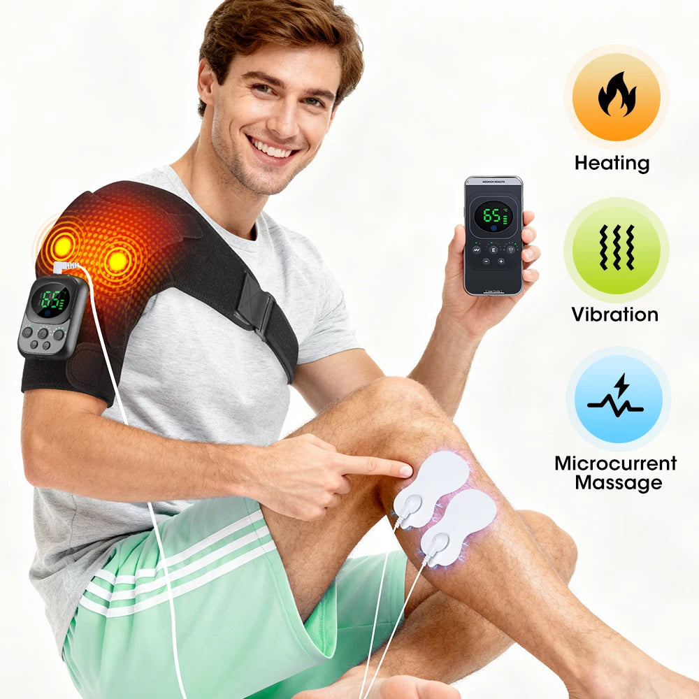 Cordless Heated Shoulder Massage Brace with App Control and Vibration