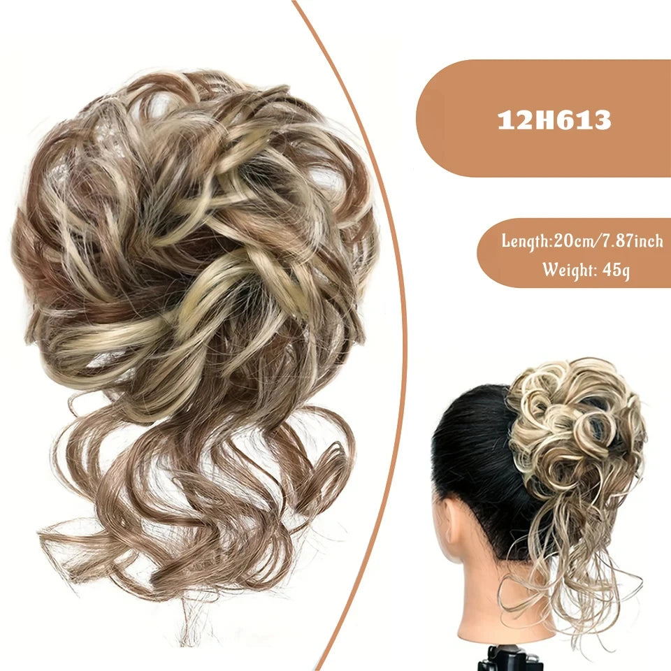 Messy Curly Hair Bun Scrunchie for Easy Updos