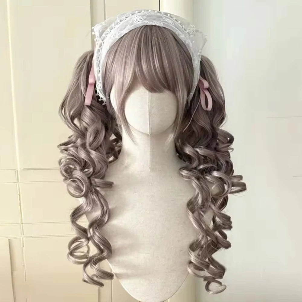 Curly Ponytail Lolita Wig for Cosplay Halloween and Christmas Parties