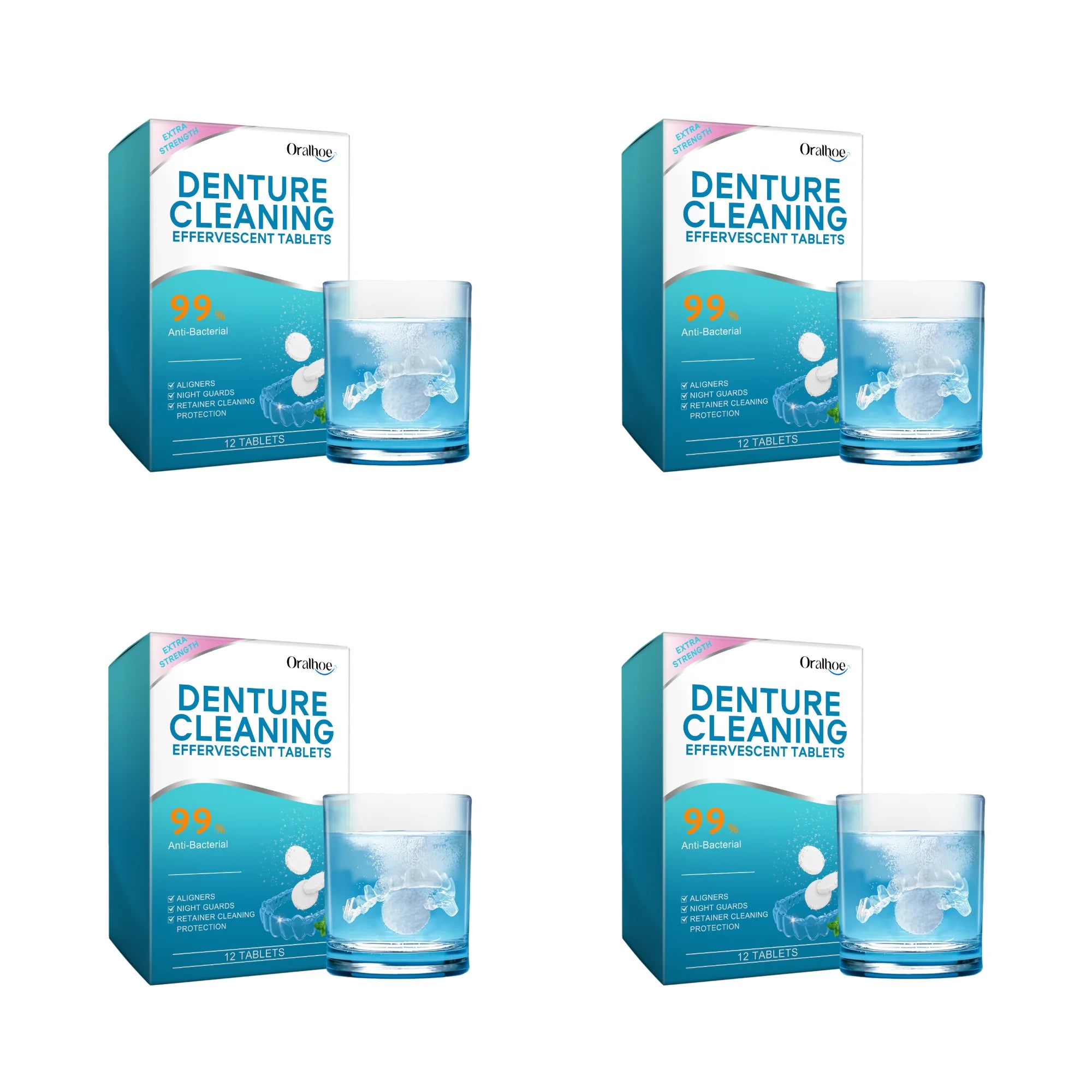 Effervescent Denture Cleaning Tablets for Stain Removal and Fresh Breath - 16