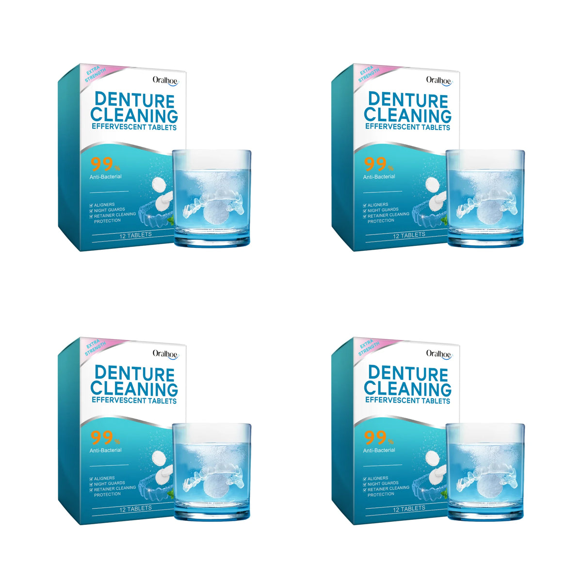 Effervescent Denture Cleaning Tablets for Stain Removal and Fresh Breath