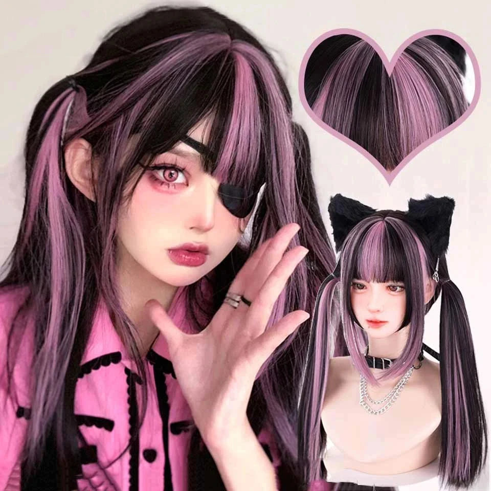 Long Straight Cosplay Wig with Bangs for Parties