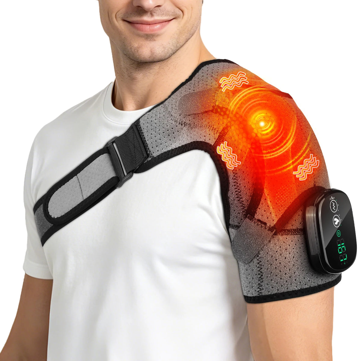 Cordless Heated Shoulder Massage Wrap with Vibration for Pain Relief