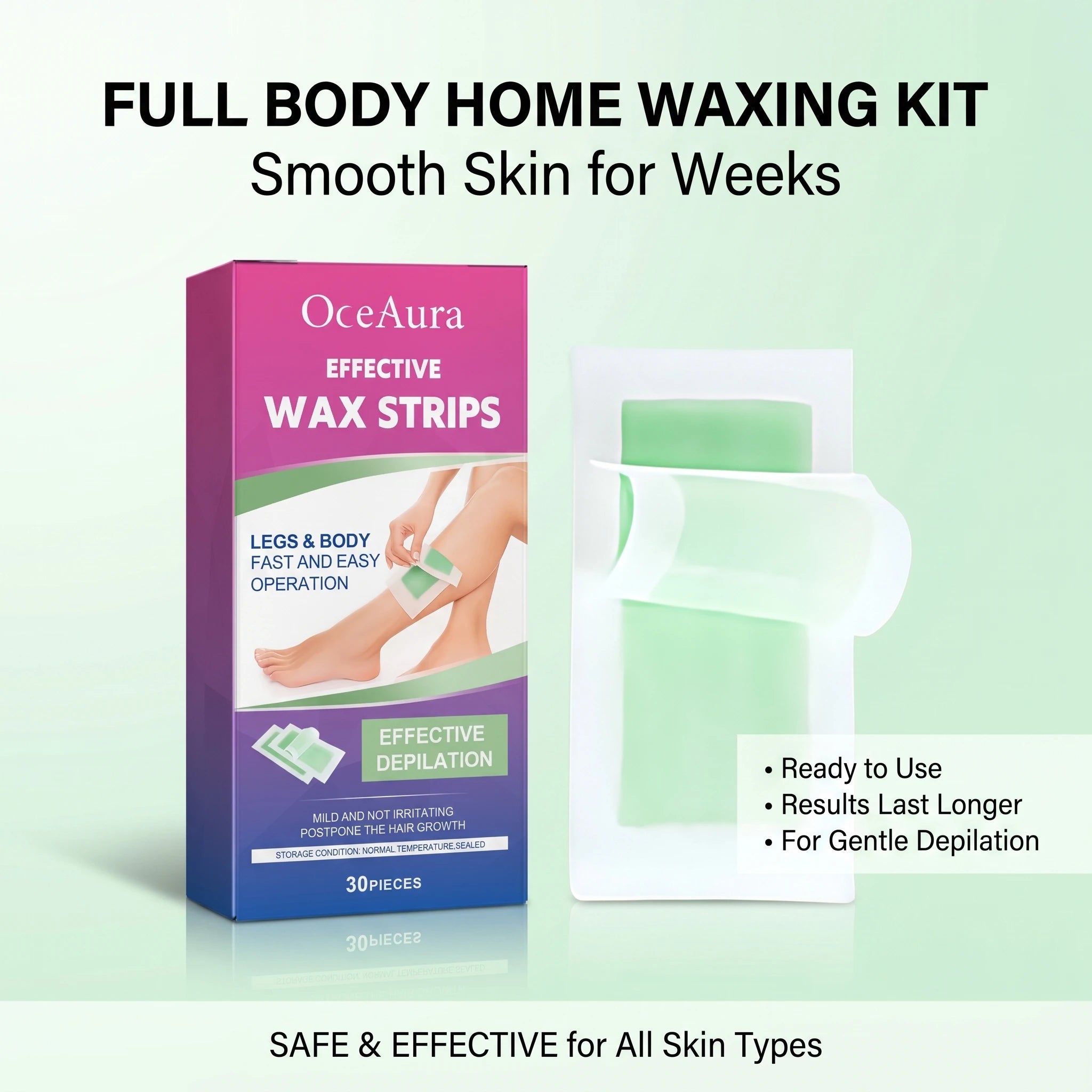 Pain-Free Full Body Hair Removal Wax Strips for Smooth Skin - 6