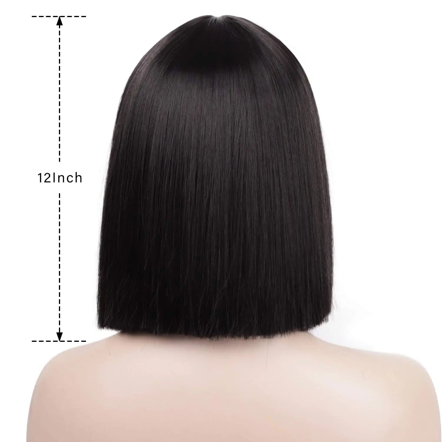 Short Straight Bob Wig with Bangs for Women Daily and Cosplay Wear - 5
