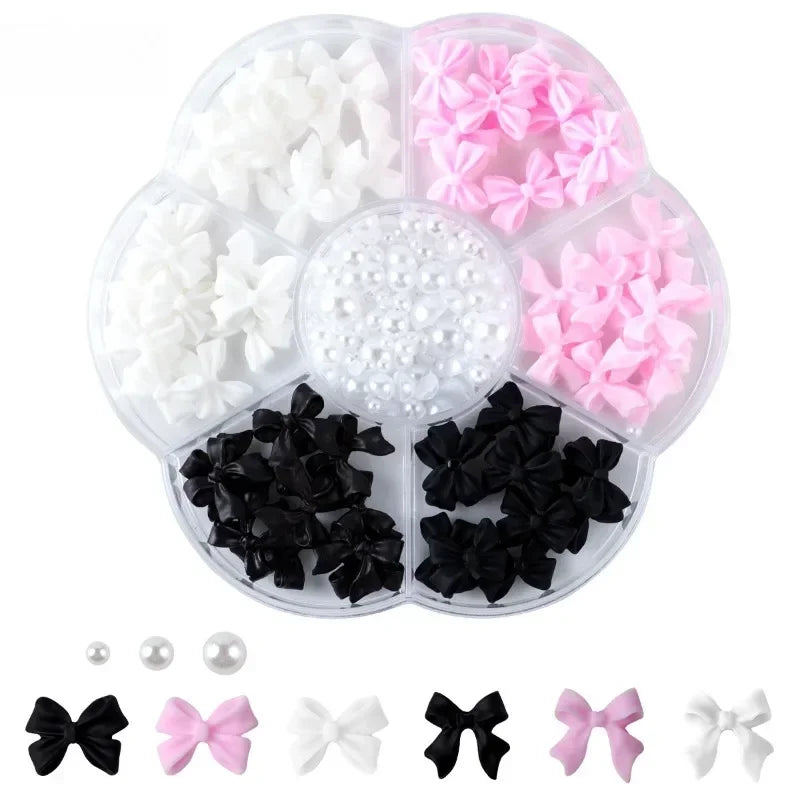 3D Mixed Bowknot and Flower Nail Art Decoration Charms Set - 6