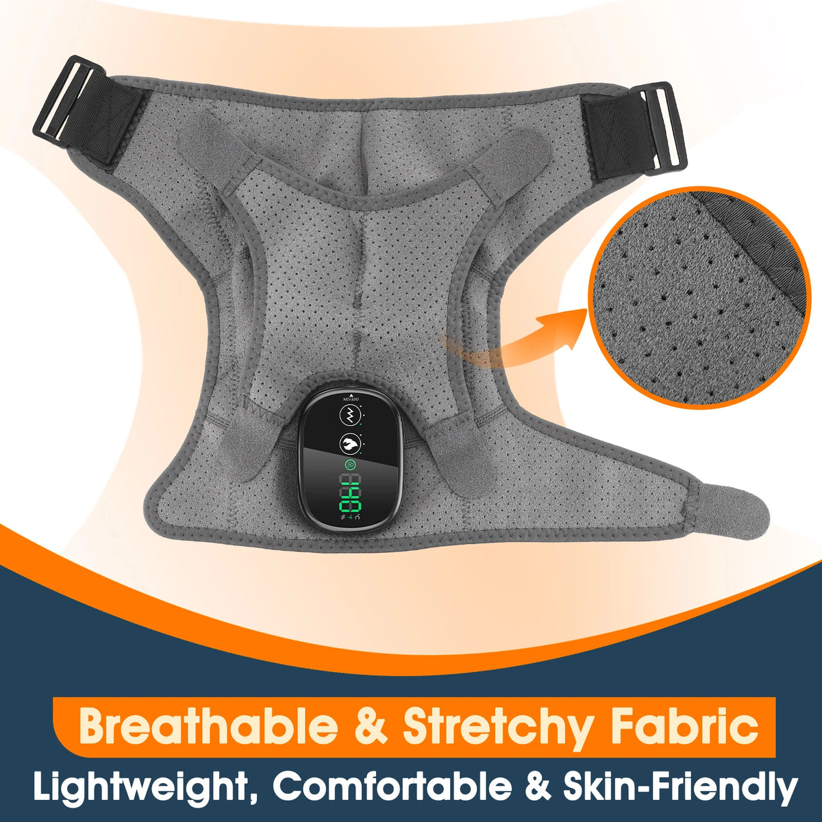 Cordless Heated Shoulder Massage Wrap with Vibration for Pain Relief