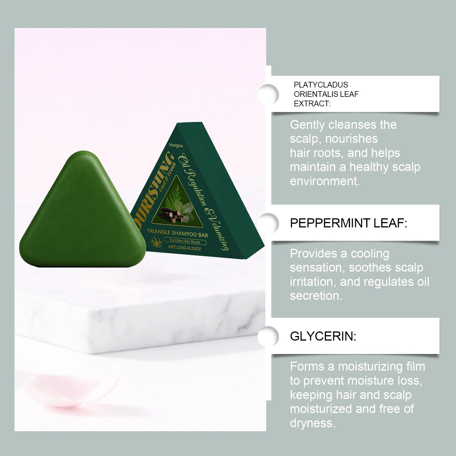 Herbal Triangle Shampoo Bar for Hair Growth and Deep Scalp Cleansing - 8