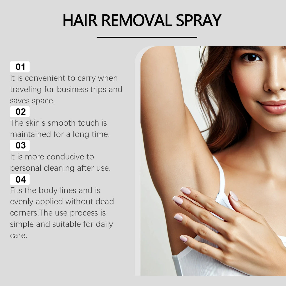 Painless Gentle Hair Removal Spray for Smooth Body Skin