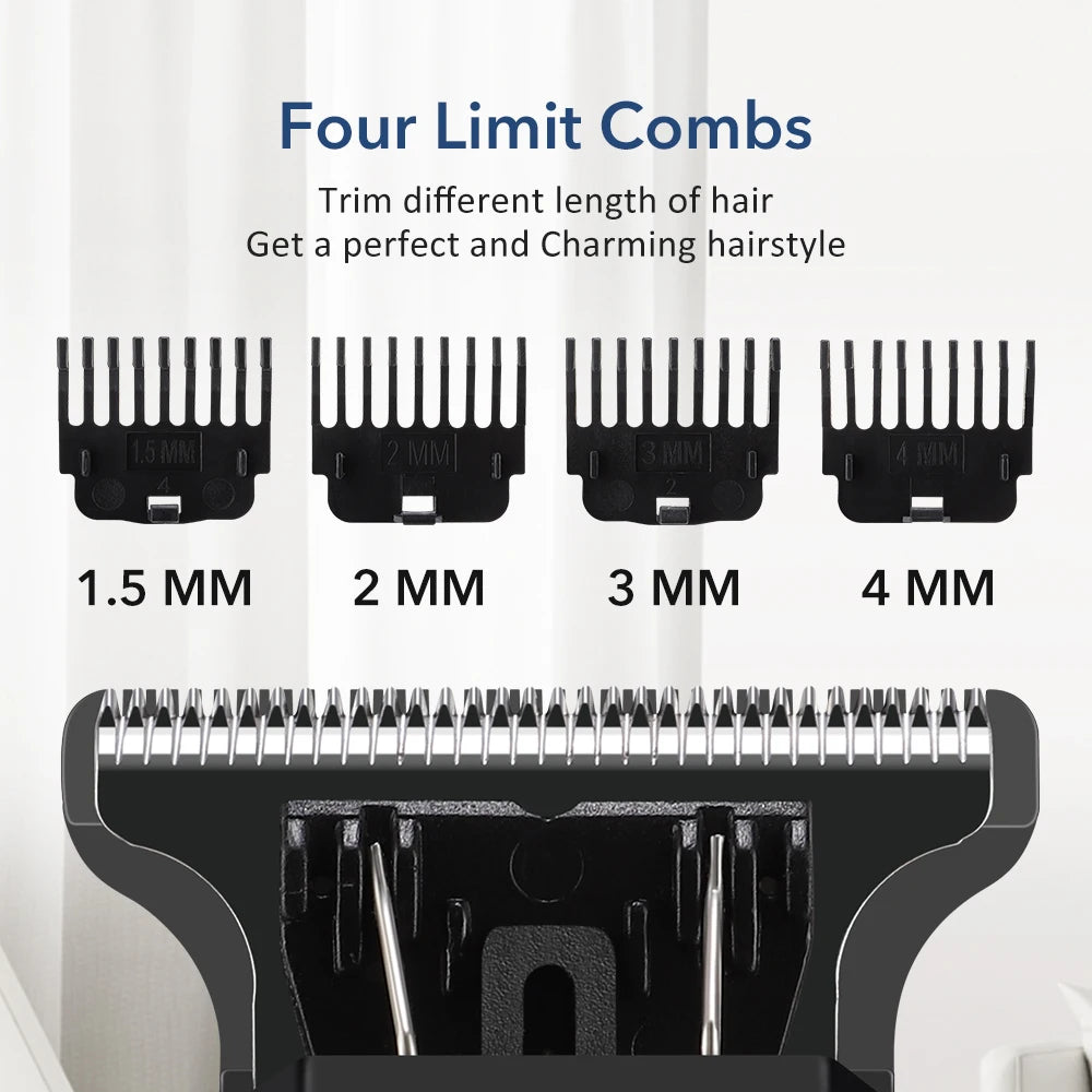 Professional Cordless Hair Trimmer with Digital LED Display for Men