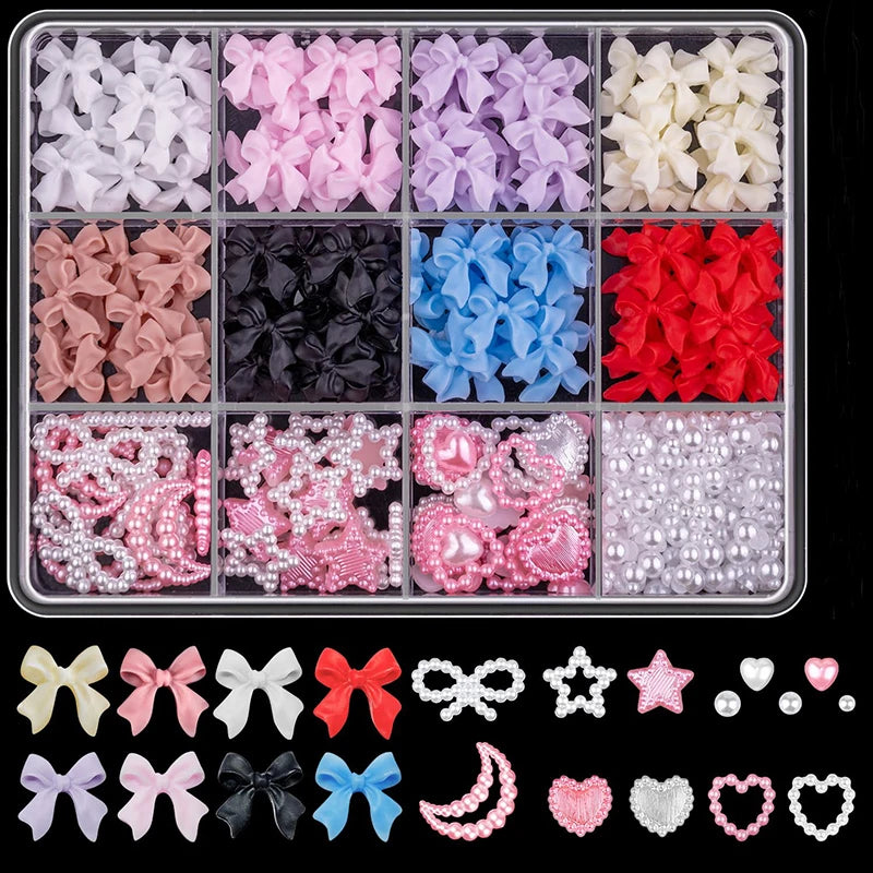 3D Mixed Bowknot and Flower Nail Art Decoration Charms Set - 15