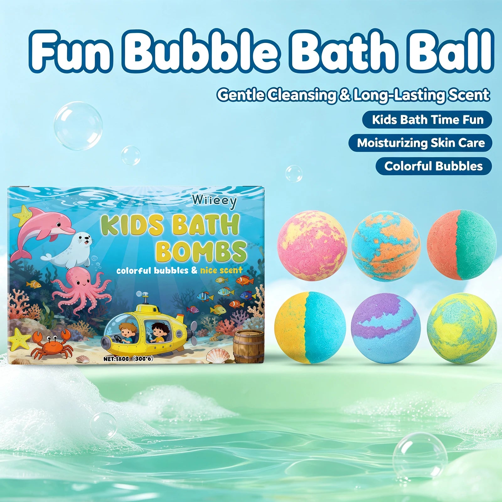Moisturizing Fizzy Bath Bombs for Kids Gentle Skin Cleansing Gift Set - 3
