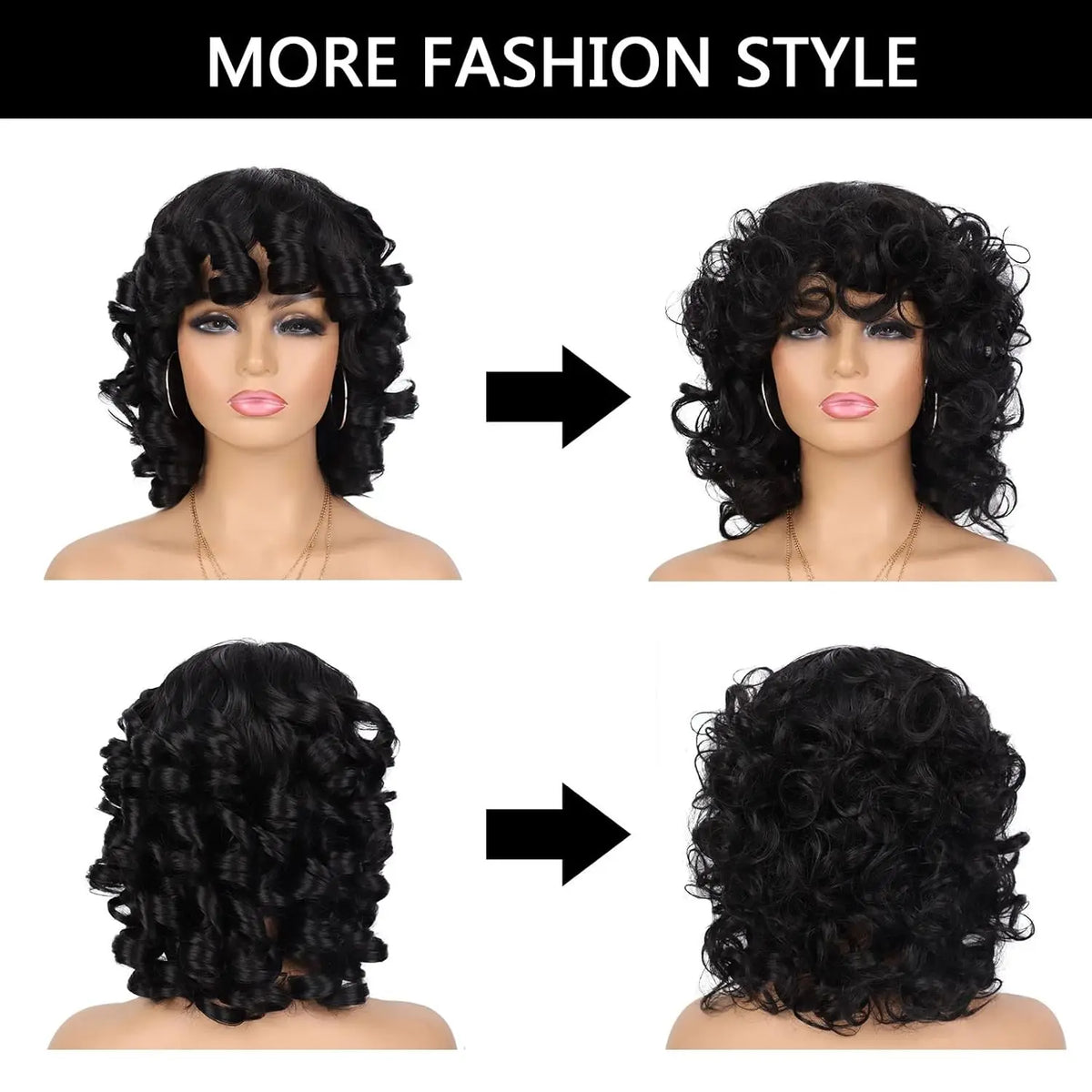 Short Afro Curly Wig with Bangs for Daily Wear