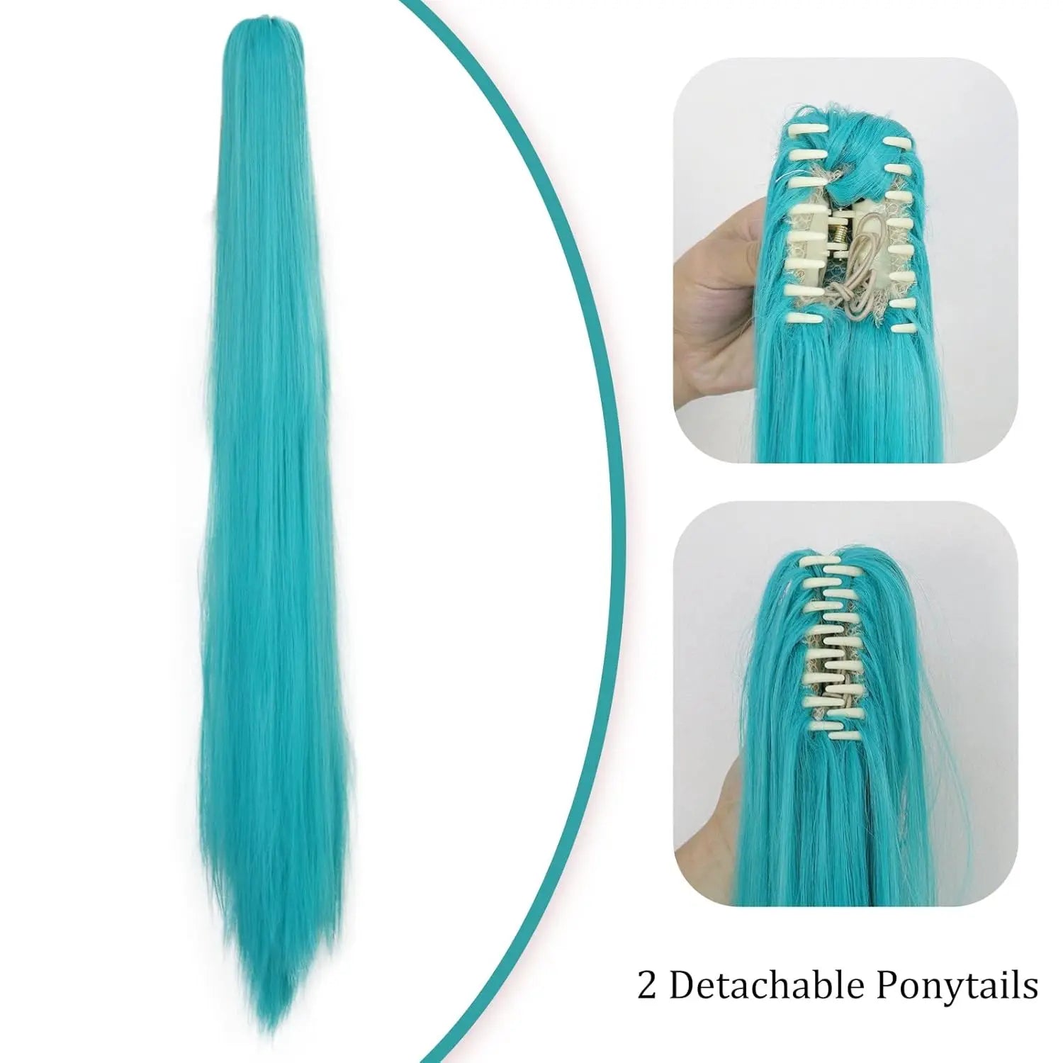 Long Green Double Ponytail Cosplay Wig for Anime Character Costumes - 5