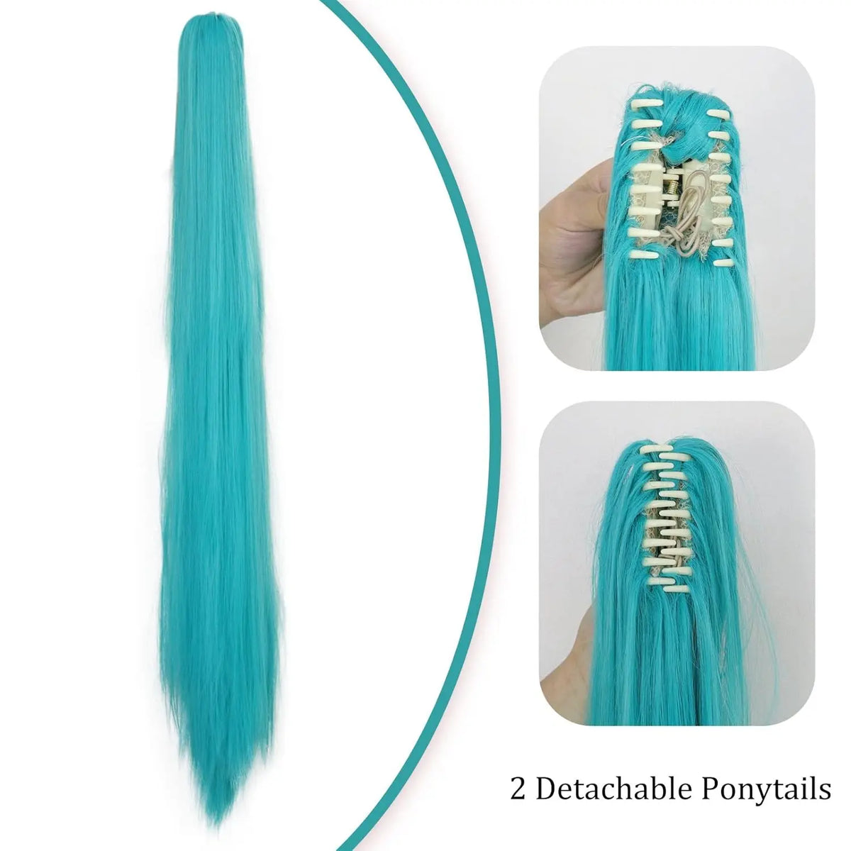 Long Green Double Ponytail Cosplay Wig for Anime Character Costumes