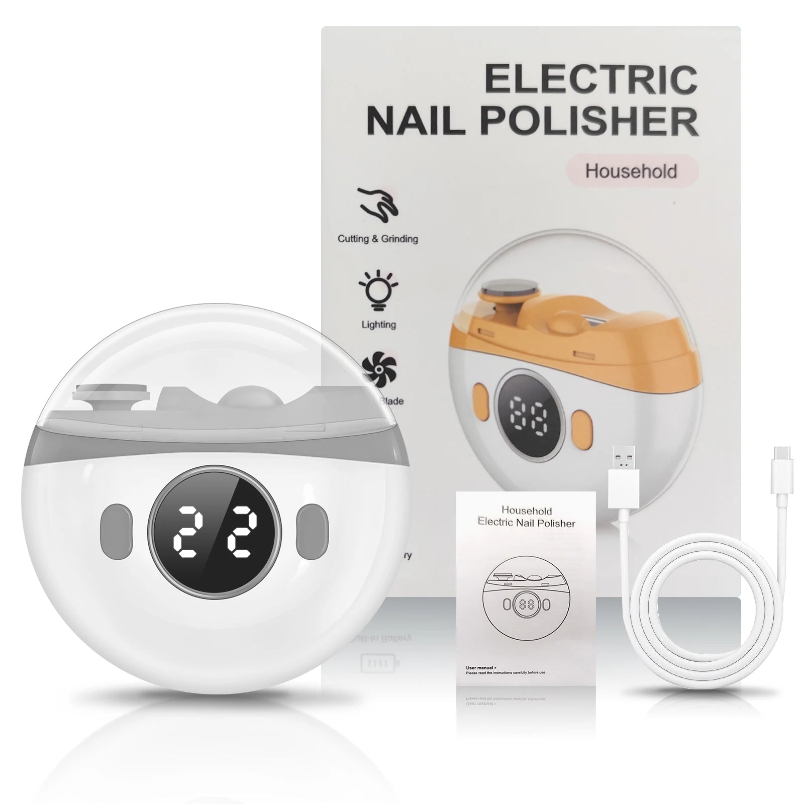Electric Automatic Nail Clipper and Polisher with LED Light - 17