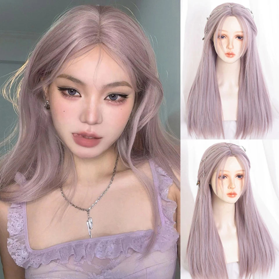 Long Straight Blue Synthetic Cosplay Wig for Halloween and Costume Parties - 60