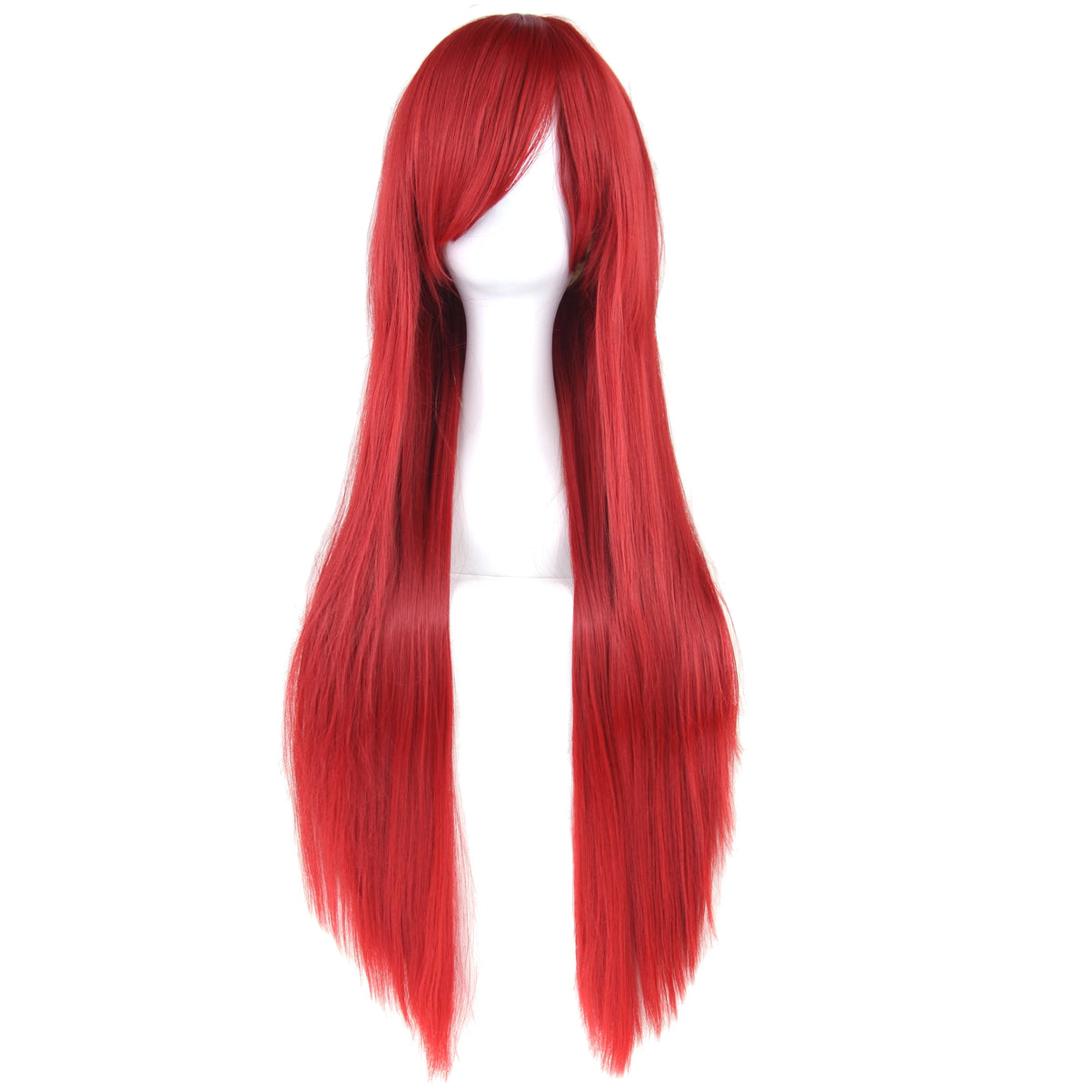 Long Red Straight Anime Cosplay Wig for Halloween Costume Parties
