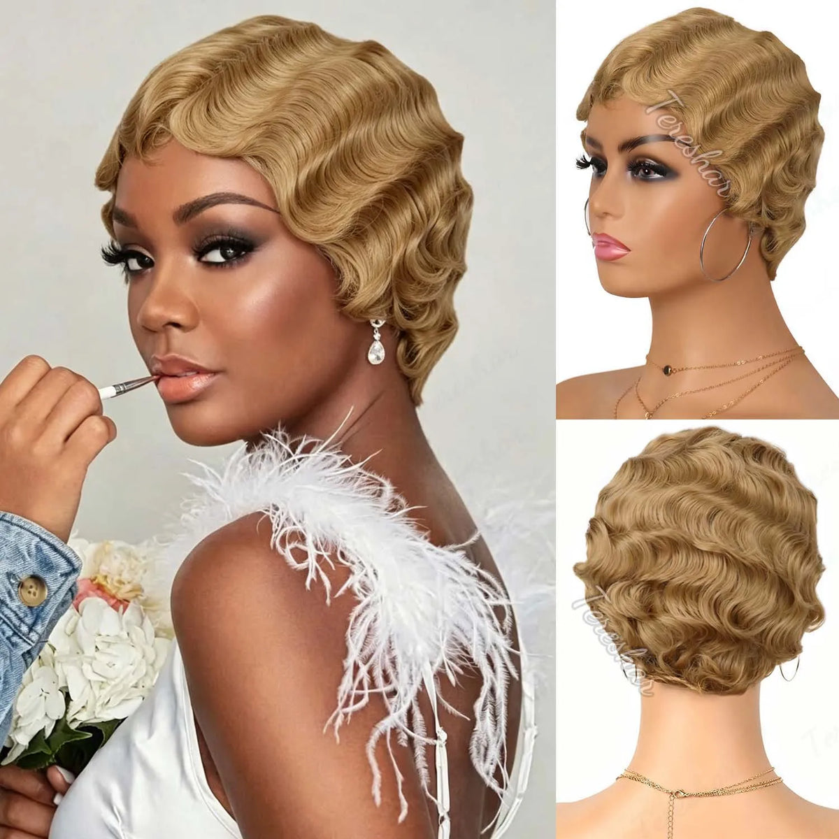 Short Finger Wave Pixie Cut Wig for Women Stylish Daily Cosplay Hair