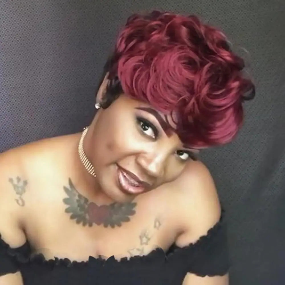 Short Curly Pixie Cut Wig for Women - 19