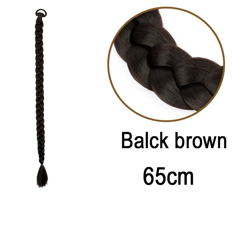 Long Braided Ponytail Extension for Women Synthetic Hairpiece